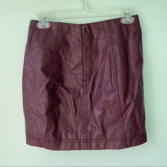 Free People Burgundy Pleather Mini Skirt - Picture 5 of 6